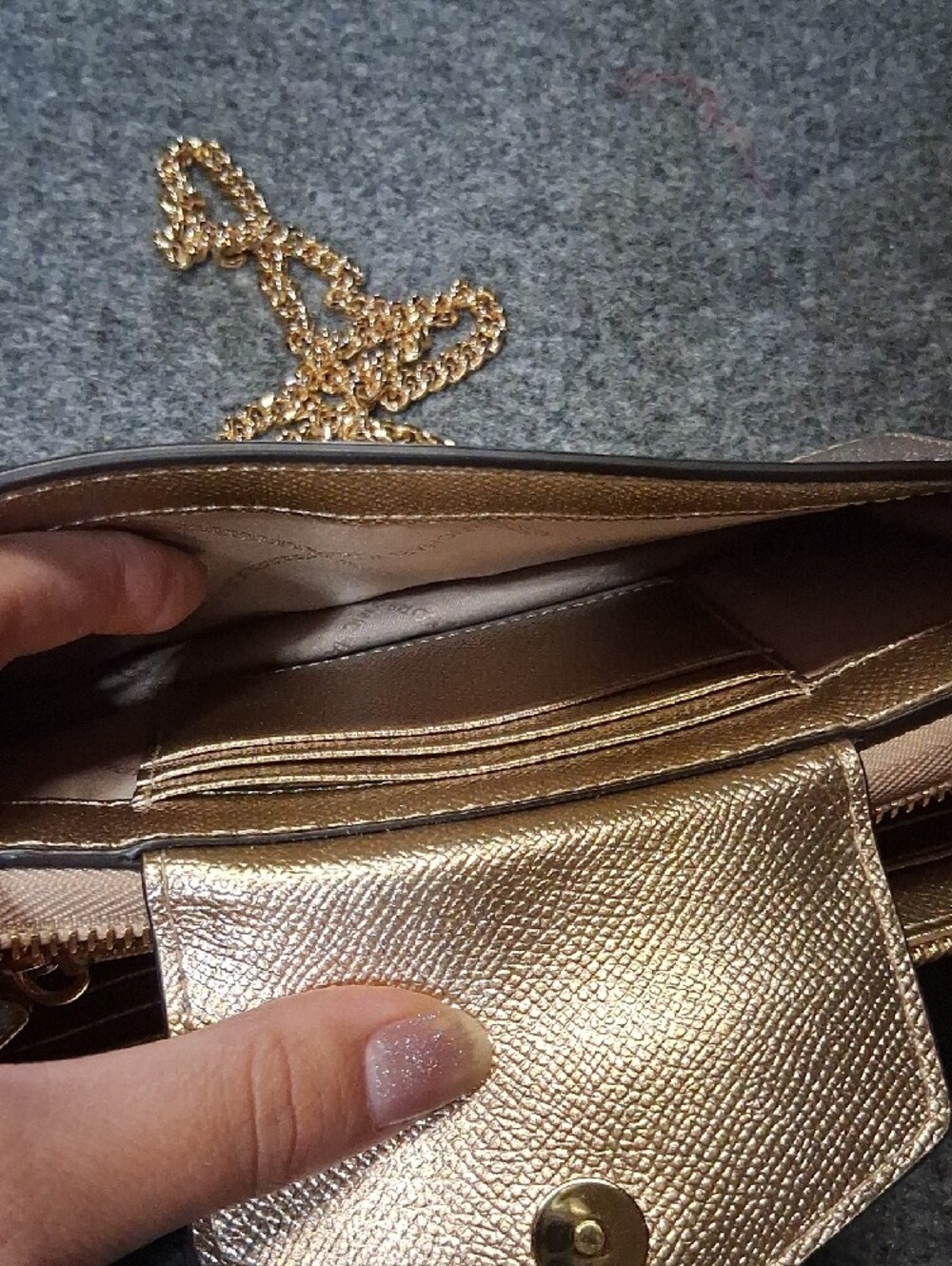Michael Kors Metallic Gold Chain Crossbody Wallet - Picture 7 of 7